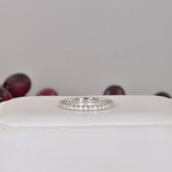 GRA Certified Moissanite Ring Full Eternity Band Ring - Picture 7 of 11